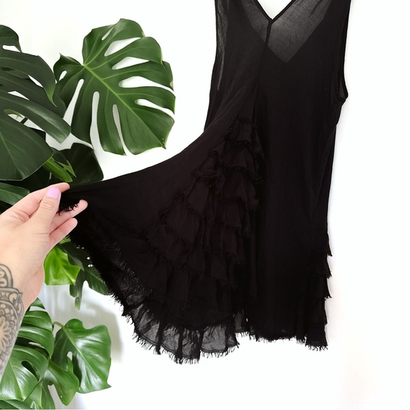 intimately free people tie shoulder ruffle mini dress black *note flaw - size XS - Picture 6 of 8